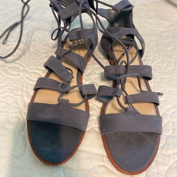 Vince Camuto Gray Suede Lace up Sandals - Picture 1 of 3